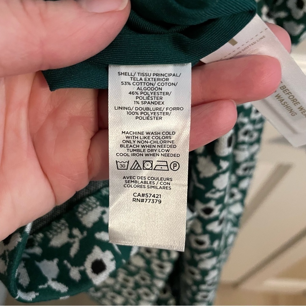 NWT Ann Taylor Floral Puff Sleeve Short Sleeve Shift Dress Green Size 16 - Picture 11 of 12
